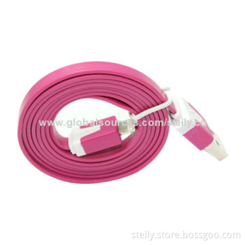 1M Colorful Flat USB 2.0 Data Cable for iPhone 5, Various Colors are Available